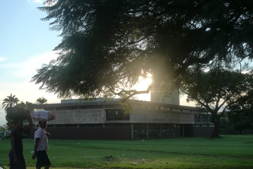 Harare National Library at sunset.